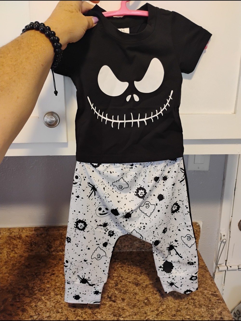 Black Jack Skellington Inspired Toddler Outfit - Black & White